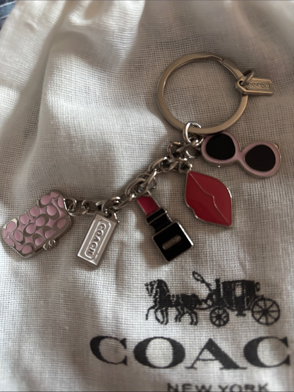 Coach Keychain with Multiple Charms